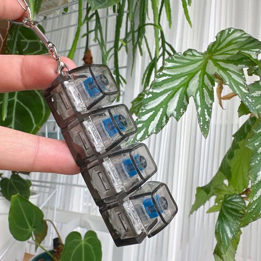 Fidget Toys LED Keyboard Keychain Crystal Clicker Sensory Toy for Stress Relief Keyboard Keychain Fidget Gadget for Adults Kids